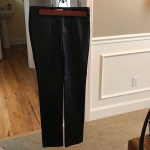 Nieman Marcus Genuine Black Leather Ponte Pants